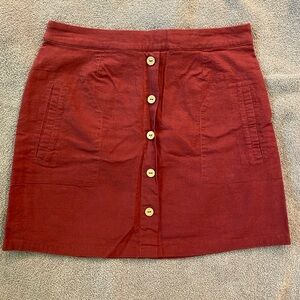 Button-Front Maroon Skirt